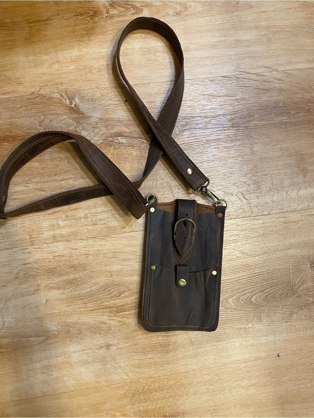 Brown Leather Crossbody Phone Pouch/wallet- Unbranded